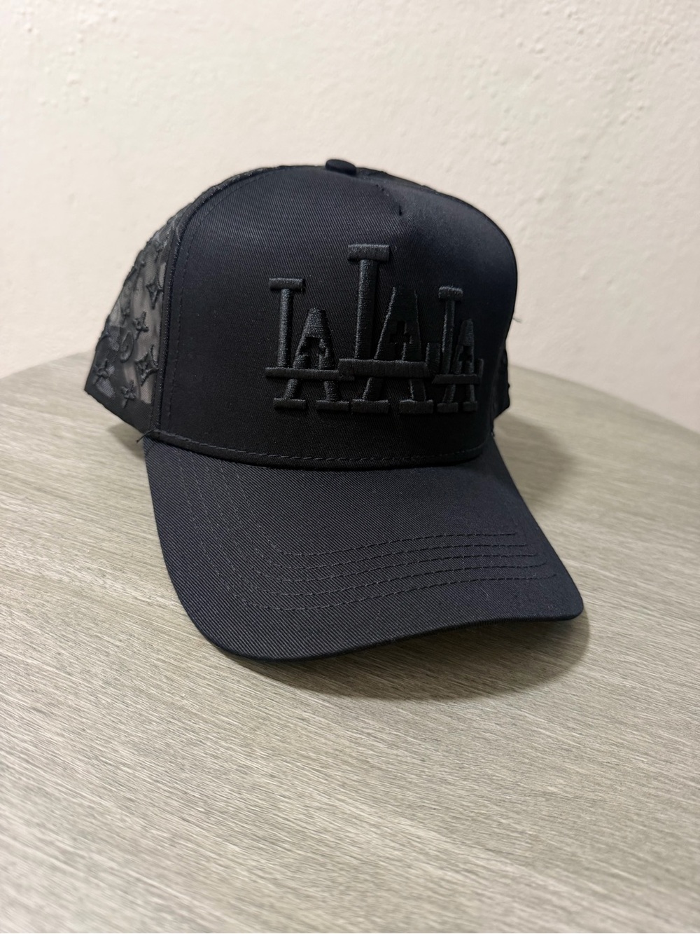Black LA Embroidered Trucker Cap